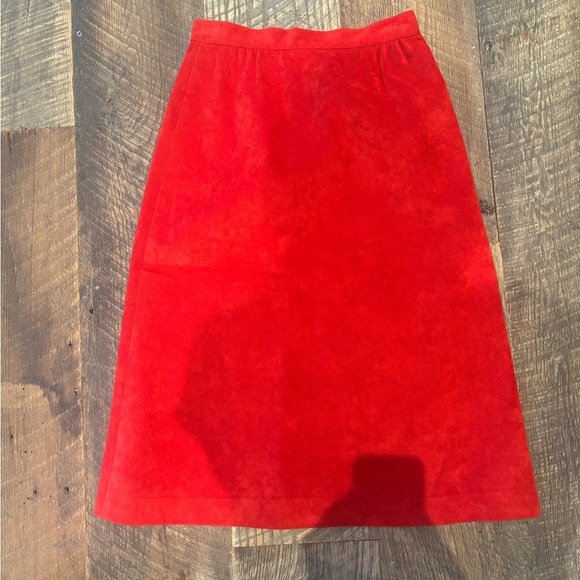 Vintage Red Suede Skirt by Samuel Robert size 10 - Picture 1 of 3